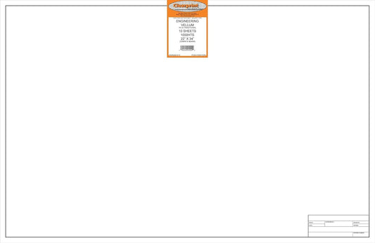 Clearprint 22" x 34" 1000H Design Vellum Sheets with Engineer Title Block, 16 lb., 100% Cotton, 10 Sheets Per Pack, 1 Each