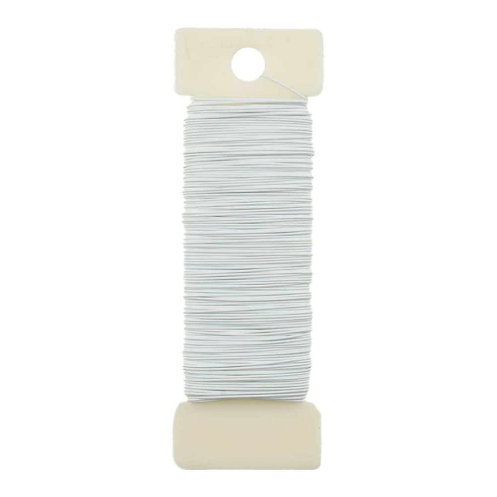 HAHIYO 26Gauge White Metal Floral Wire - 1 Roll, 38 Yards (115 Feet) - Flexible Paddle Wire for Crafts, Christmas Wreaths, Tree & Flower Arrangement