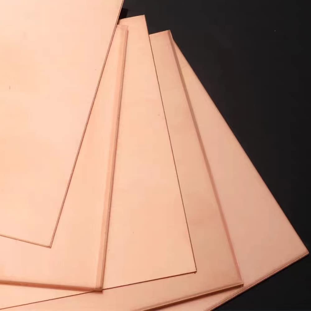4 Pcs 99.9% Pure Copper Sheet, 4" x 4", 28 Gauge(0.3mm) Thickness, Double Sided Film Attached Copper Sheets Metal Plates for Crafting, Modelers, Jewelry, Repairs, Electrical
