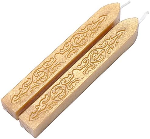 Yoption Sealing Wax Sticks with Wicks Antique Fire Manuscript Sealing Wax for Wax Seal Stamp (Light Golden)