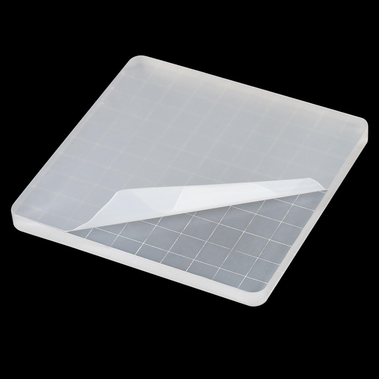 PATIKIL 4" x 4" Acrylic Stamp Block, 2 Pack Clear Stamping Block with Grid Lines Decorative Mounting Blocks Square for Scrapbooking DIY Crafts Card Making