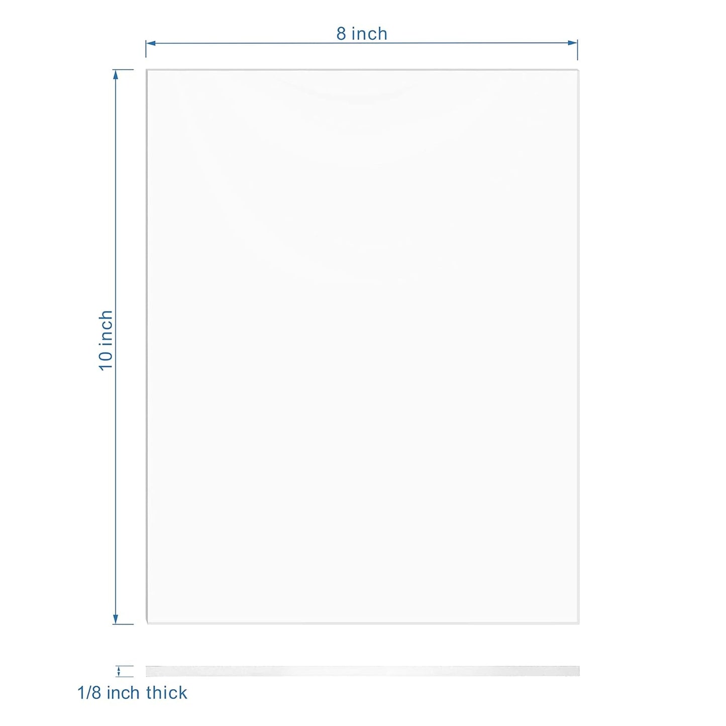 Clear Acrylic Sheet 8" x 10" Cast Plexiglass Panel 1/8" Thick (3mm) Transparent Plastic Board for Sign, Craft, Display Projects, Laser Cutting, Engraving, Pack of 2