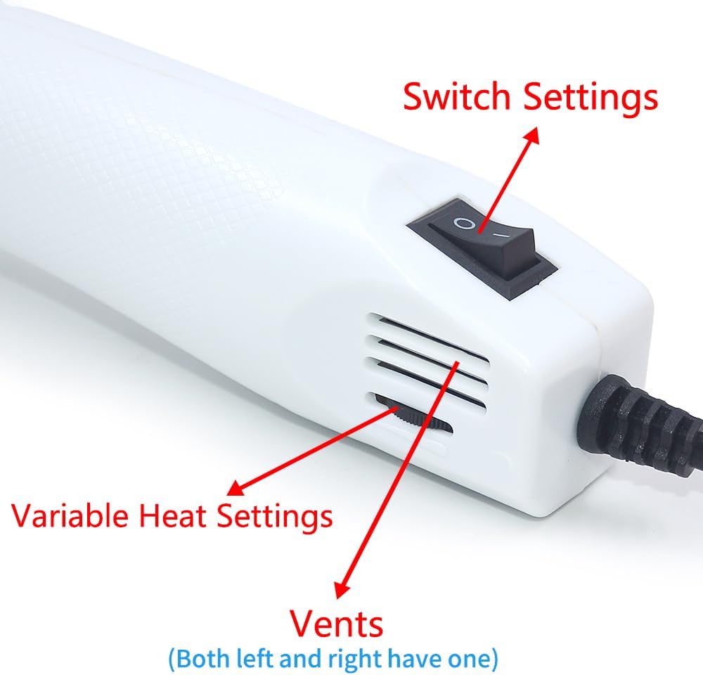 mofa Temp Regulation Heat gun,6.6ft Cable 300W Hot Air Gun for Crafting,Acrylic Paint Dryer Multi-Purpose Electric Heating Nozzle(White,Blue)