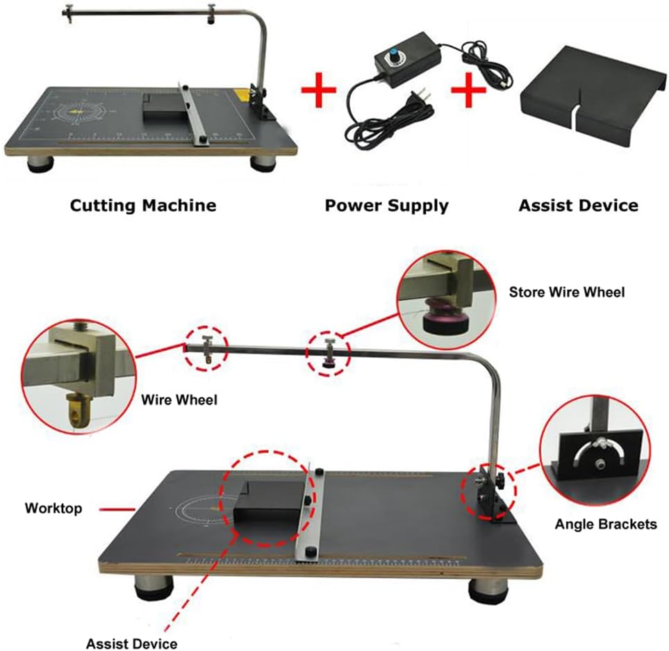 Tabletop Hot Wire Foam Cutter Hot Wire Cutter 22.8x15in Foam Sponge Cutting Machine for Styrofoam Sponge EPE Ribbon KT Board Adjustable Angle and Temperature 110V 24W