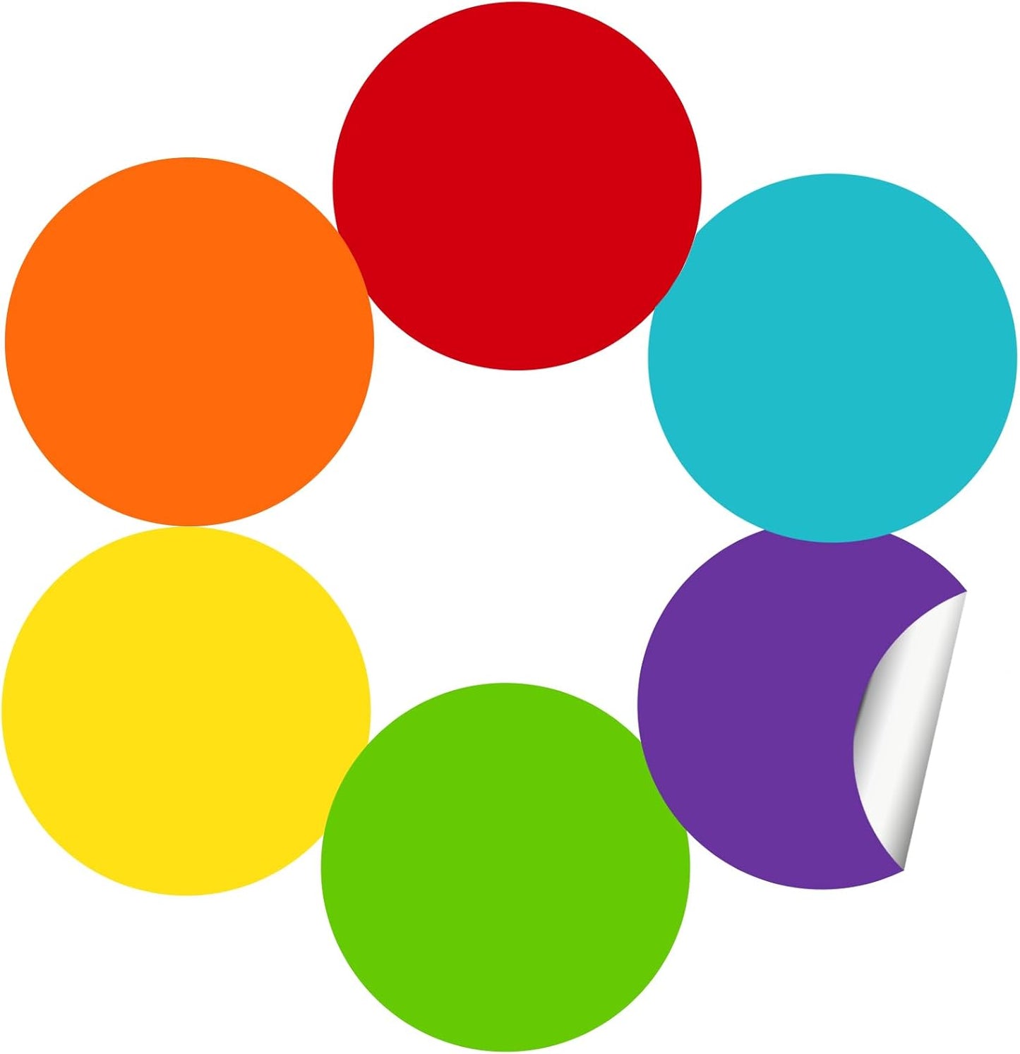 STARLIBOO 6" Round Large Colored Stickers Labels, Dots Circles Stickers for Moving, School, Home, Office, Business- 6 Colors
