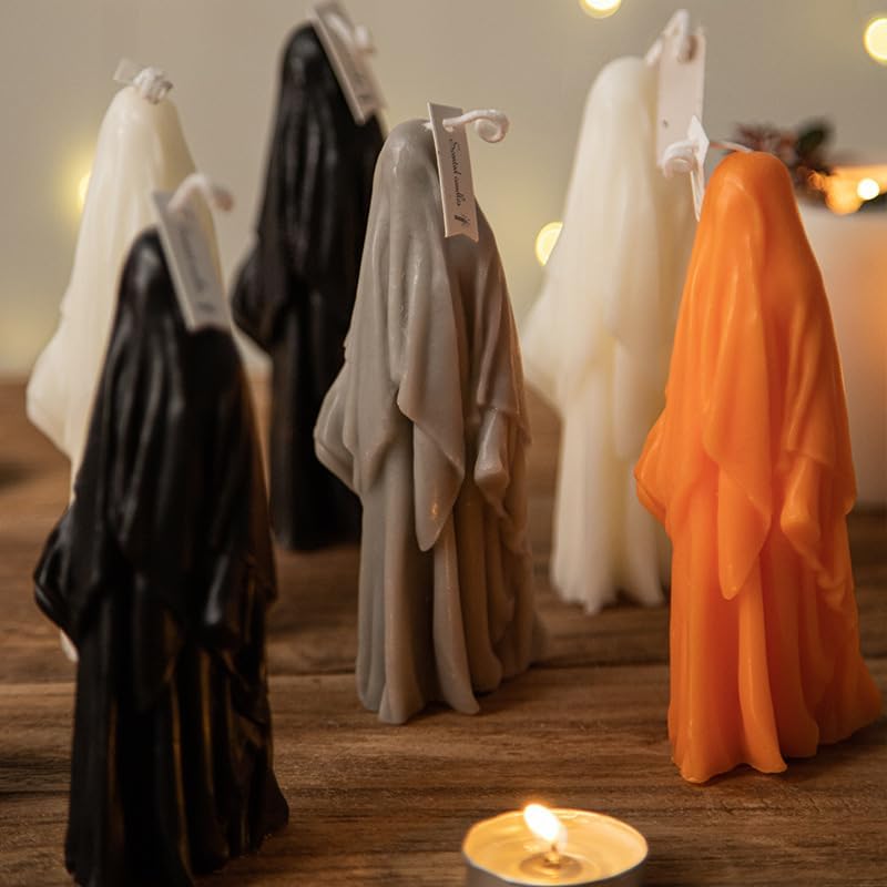 Halloween Masked Ghost Candle Silicone Mold DIY 3D Scented Candle Making Wax Mould Gypsum Ornament Resin Soap Chocolate Mold Home Decor