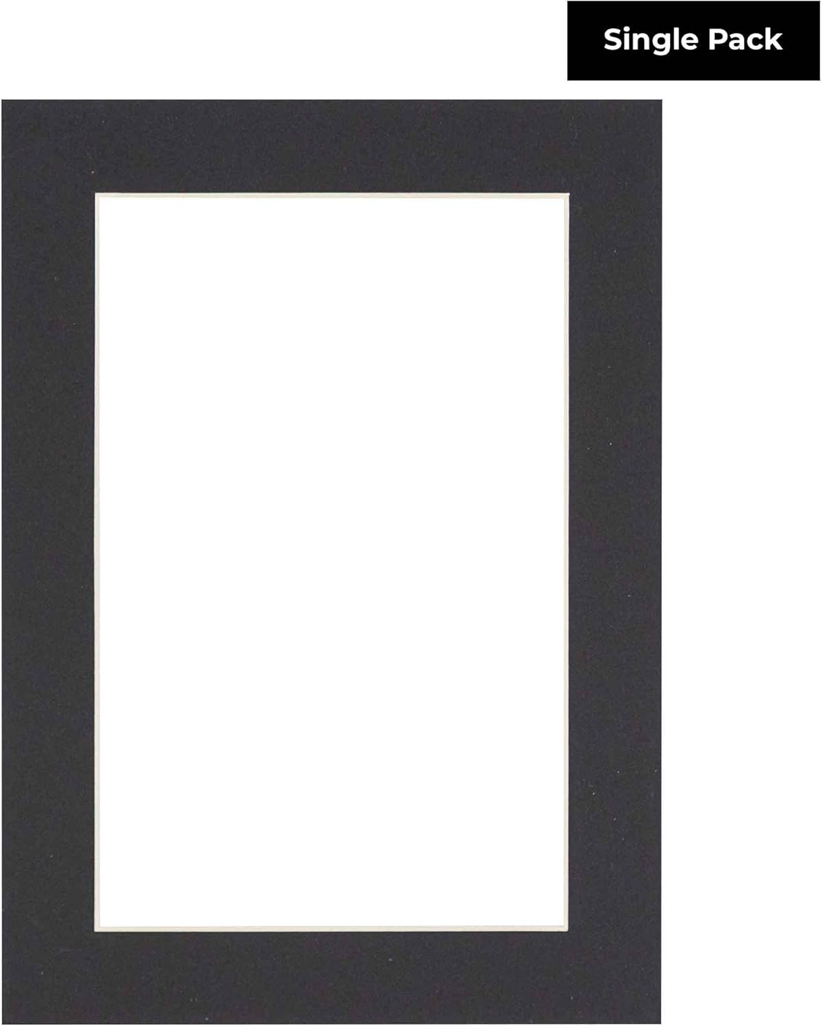8x10 Mat Bevel Cut for 5.5x8.5 Photos - Acid Free Black Precut Matboard With Backing Board and Crystal Clear, Self Seal Photo Mat Bag - For Pictures, Photos, Framing - 4-ply Thickness