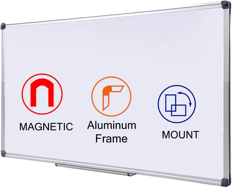 48 x 24-in Magnetic Dry Erase Board with Pen Tray| Aluminum Frame Portable Wall Large Whiteboard Message Presentation Board for Office & Classroom