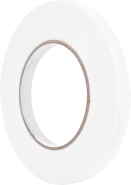 Double Sided Foam Tape 0.39In x 16.5FT, Mounting Tape Heavy Duty, Strong Adhesive Weatherproof Seal Strips for DIY Craft Picture Poster, Car & Gap Filling Mountings, Home Office Decor (White)