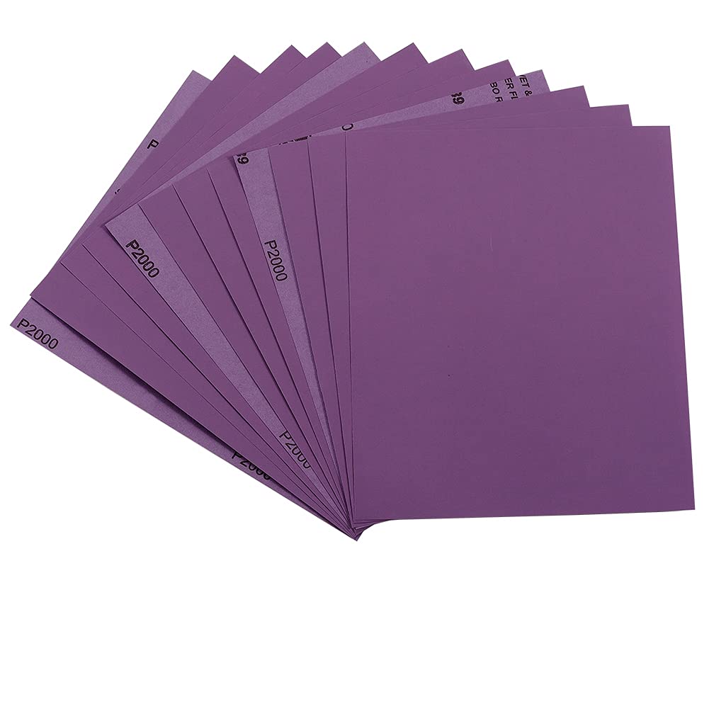 Sandpaper 2000 Grit, Wet Dry Sanding Sheets 9 x 11 Inch, Advanced White Fused Alumina Abrasive Sander Paper for Wood Furniture Finishing, Metal Sanding, Automotive Polishing,12-Sheets
