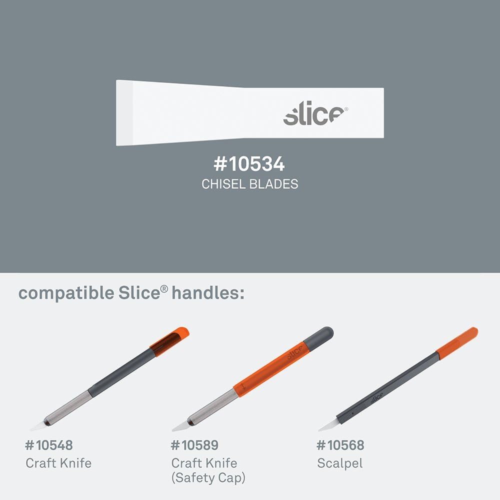 Slice 10534 Chisel Blade, Finger-Friendly Edge, Safer Choice, Never Rusts, Lasts 11x Longer Than Metal, Precision Scraping, Scratchboard Art, Sculpting