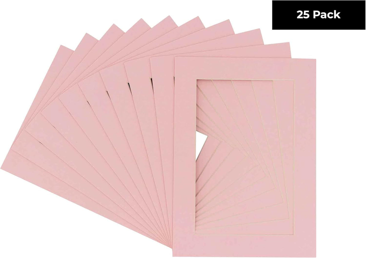 11x14 Mat for 8.5x11 Photo - Precut Soft Pink Picture Matboard for Frames 11 x 14 Inches - Bevel Cut Matte to Display Art 8.5 x 11 Inches - Acid Free Pack of 25 MATS with Backing Boards & Clear Bags