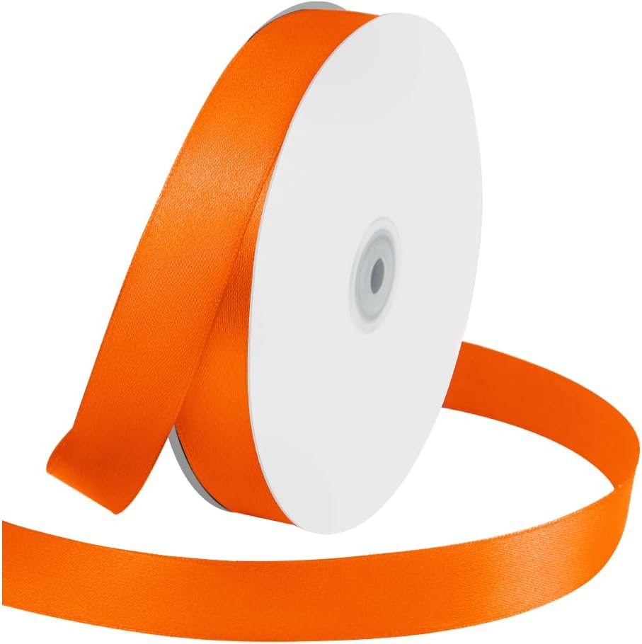 Orange Ribbon 1" Wide x 100 Yards, Orange Ribbon for Gift Wrapping, Halloween, Christmas, Wedding, Thanksgiving, Easter