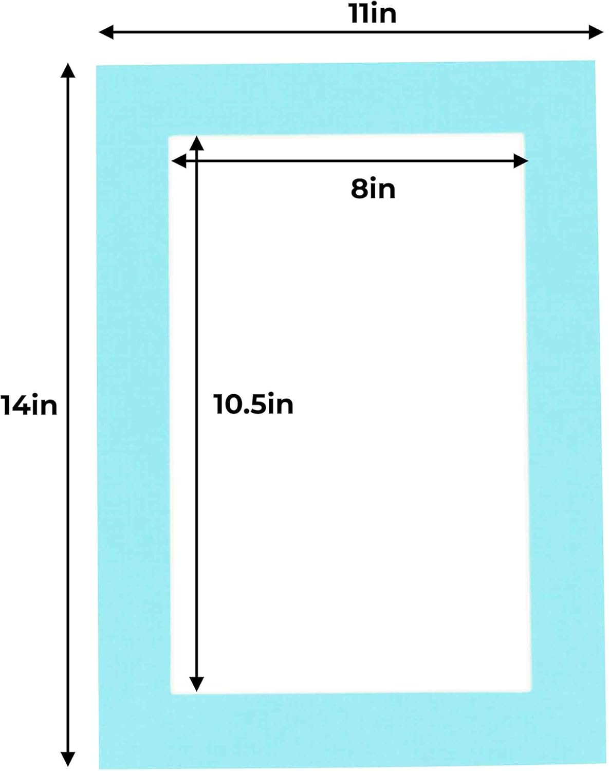 11x14 Mat for 8.5x11 Photo - Precut Aquamarine Blue Picture Matboard for Frames 11 x 14 Inches - Bevel Cut Matte to Display Art 8.5 x 11 Inches - Acid Free ONE MAT with Backing Board & Clear Bag
