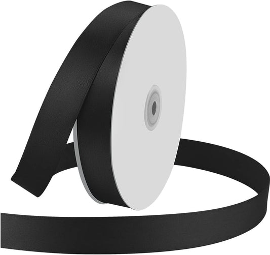 1" Wide x 100 Yards Single Face Polyester Satin Ribbon, Satin Ribbon for Crafts, Gift, Hair Bows, Wedding Party Decoration, Bow Making & Other Projects (Black)