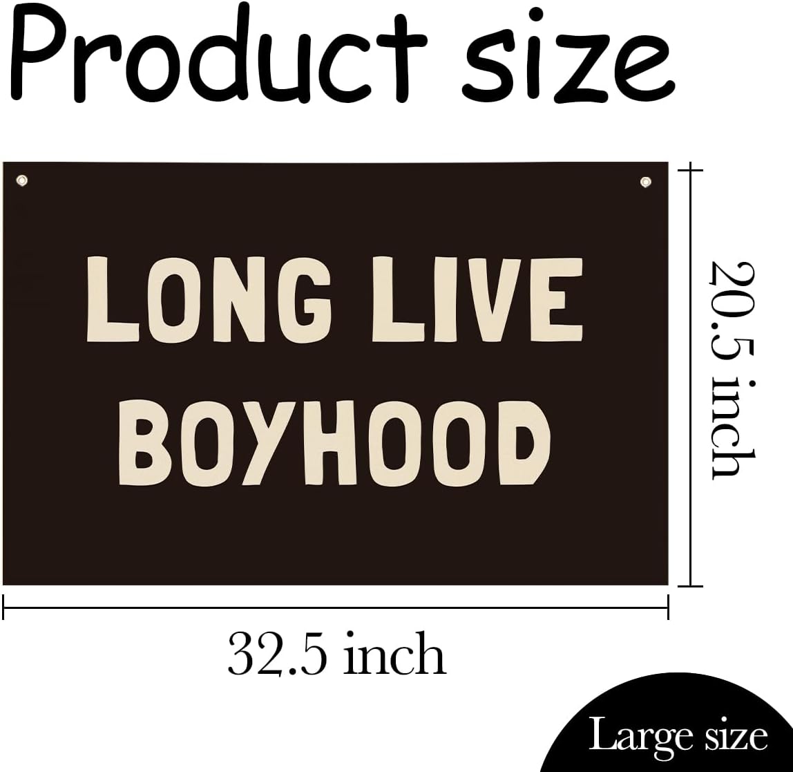 Long Live Boyhood Banner, Boys Room Decor, Canvas Banner Wall Hanging Flag Decor for Nursery Playroom Toddler Room