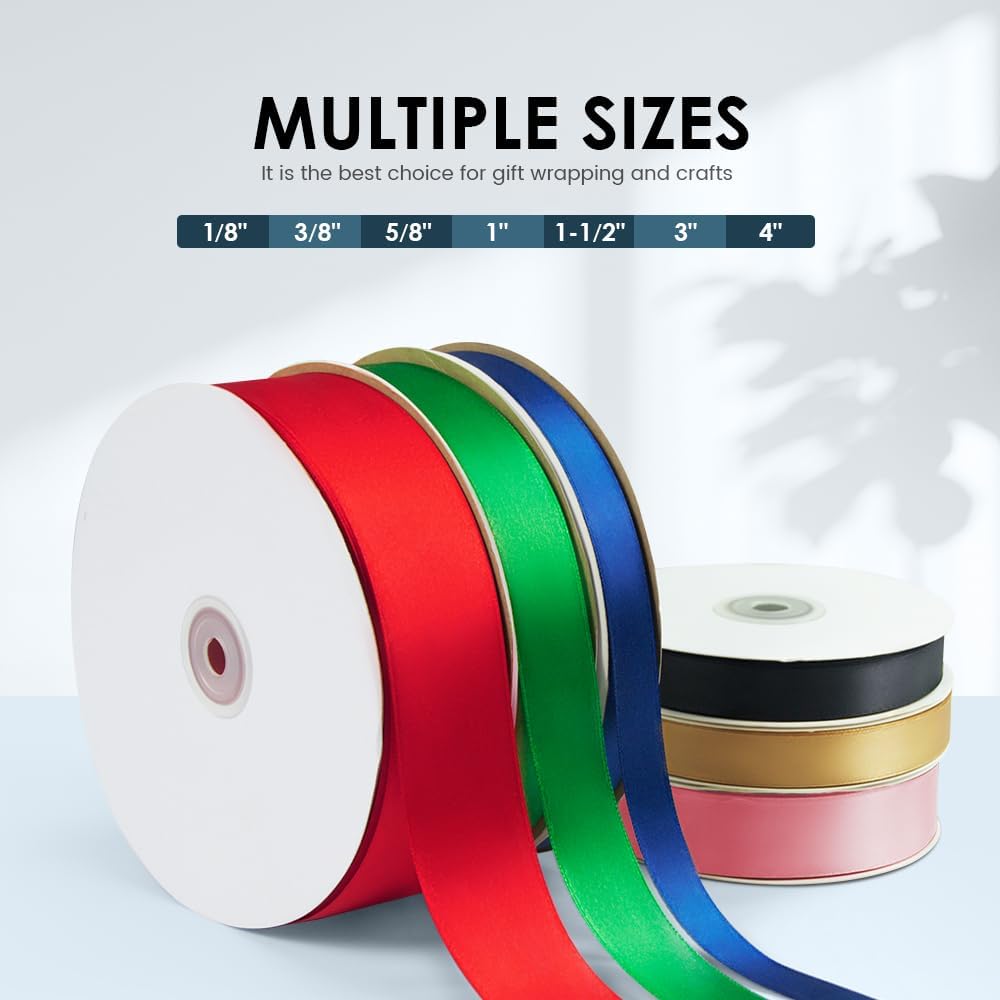 4 Inches x 25 Yards Polyester Satin Ribbon, Solid Color White Satin Ribbon for Crafts, Gift Wrapping, Hair Bows, Wedding Party Decoration, Bow Making (Red)