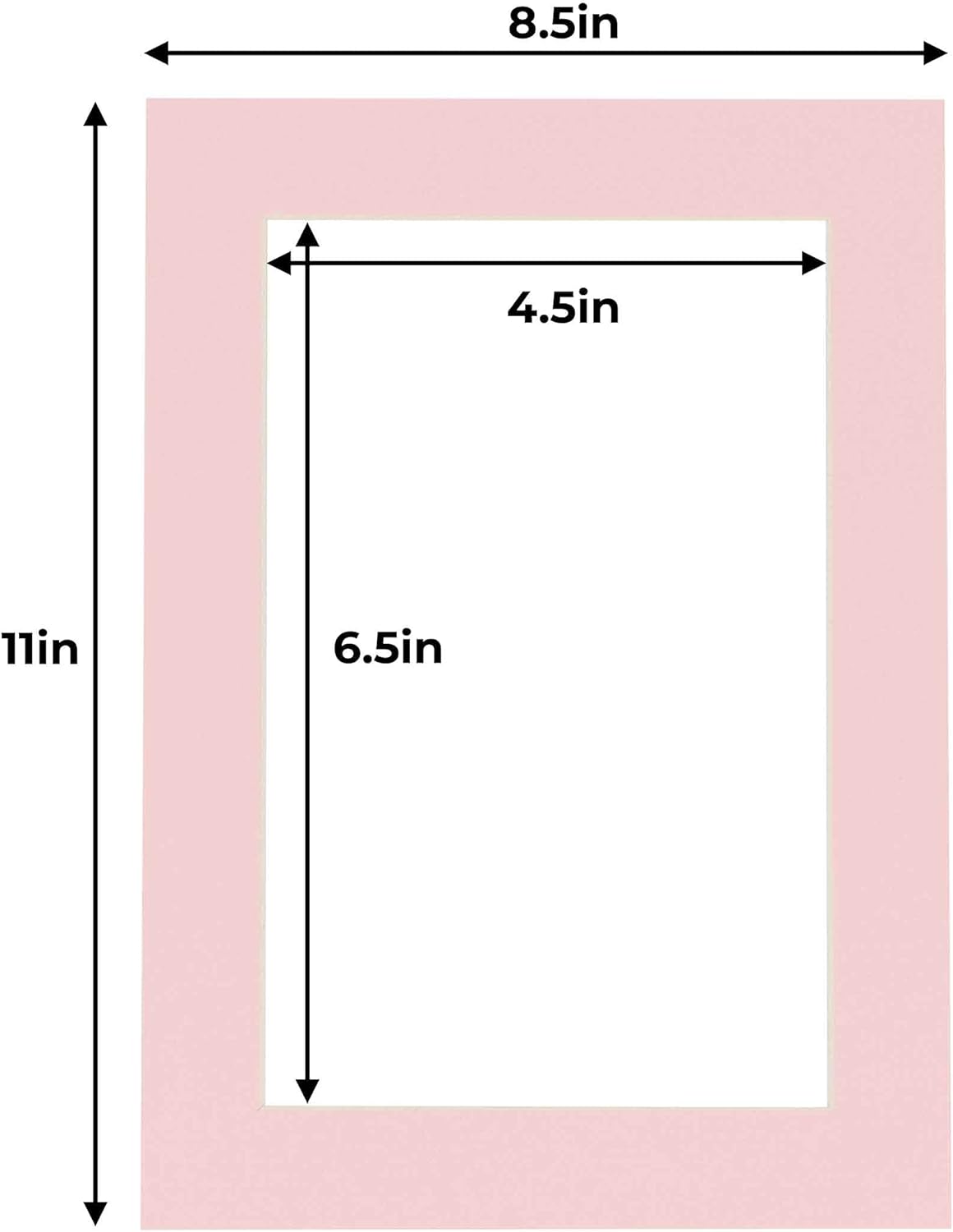5x7 Mat for 8.5x11 Frame - Precut Mat Board Acid-Free Show Kit with Backing Board, and Clear Bags Soft Pink 5x7 Photo Matte Made to Fit a 8.5x11 Picture Frame Matboard for Framing, Pack of 25 Mats