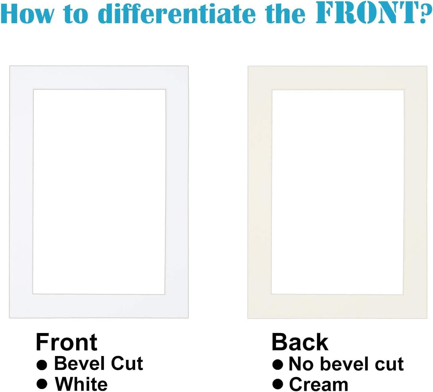 Egofine 11x14 White Picture Mats Pack of 6, Frame Mattes for 8x10 Pictures, Acid Free, 1.2mm Thickness, with Core Bevel Cut