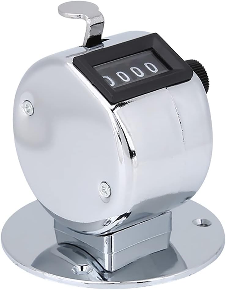4-Digit Number Click Counter, Manual Handheld Pitch Counter, One Hand Metal Tally Counter Digital Counting for Coaching Knitting Lap Fishing Golf Row