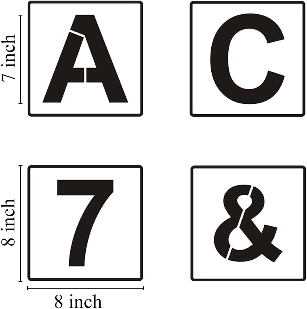 Alphabet Letter and Number Stencils 8 Inch - 40 Pack Large Letters and Numbers Stencil Templates with Signs for Painting on Wood, Reusable Letter Stencils for Chalkboard Signs & Wood Wall Art