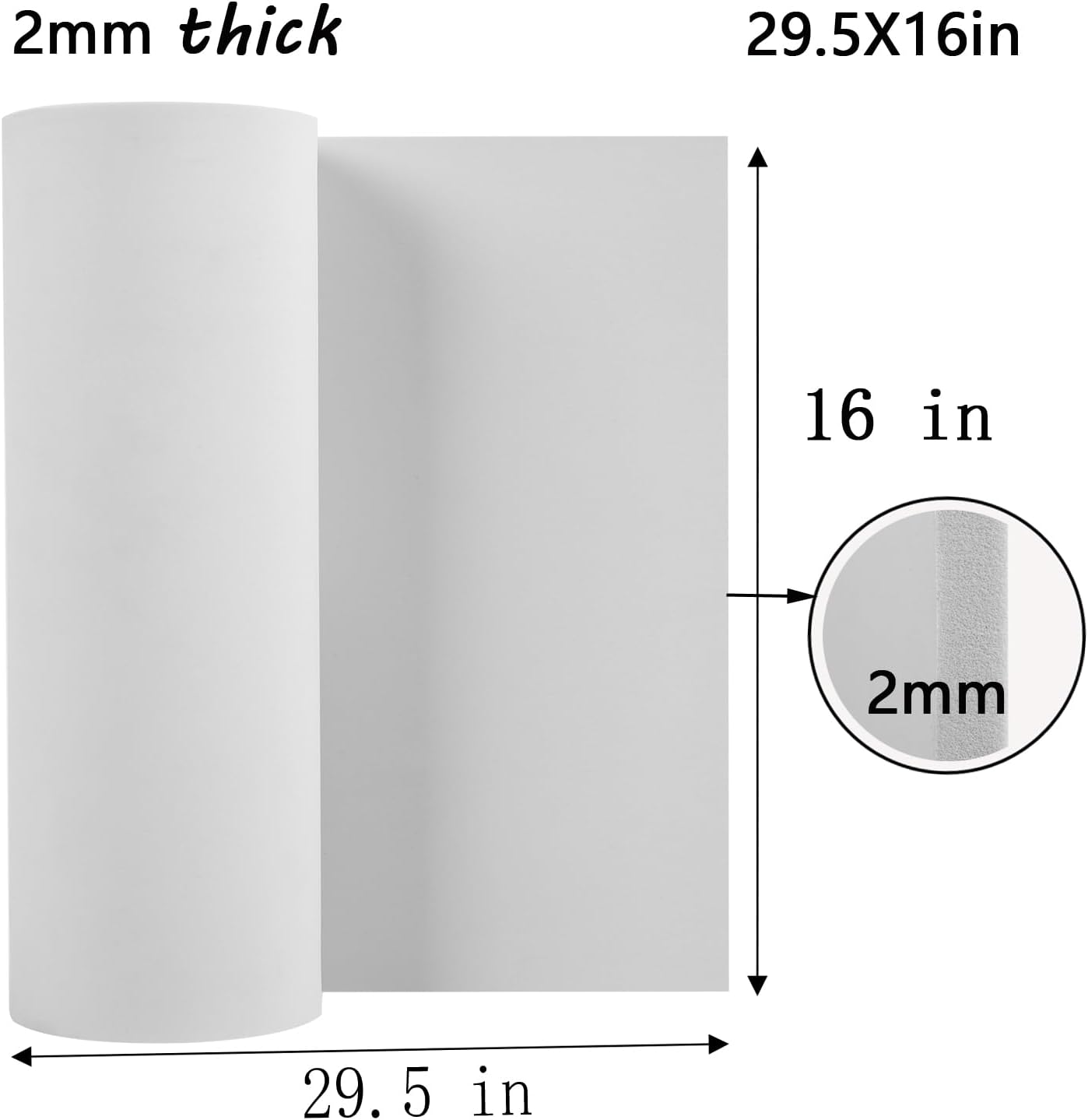AMZQNART EVA Foam 2mm, Cosplay Foam 16x29.5 inch White,High Density 90 kg/m³, for Craft Projects Cosplay Costumes, Fake Weapons, Decorations, Christmas, Easter, Thanksgiving, etc.