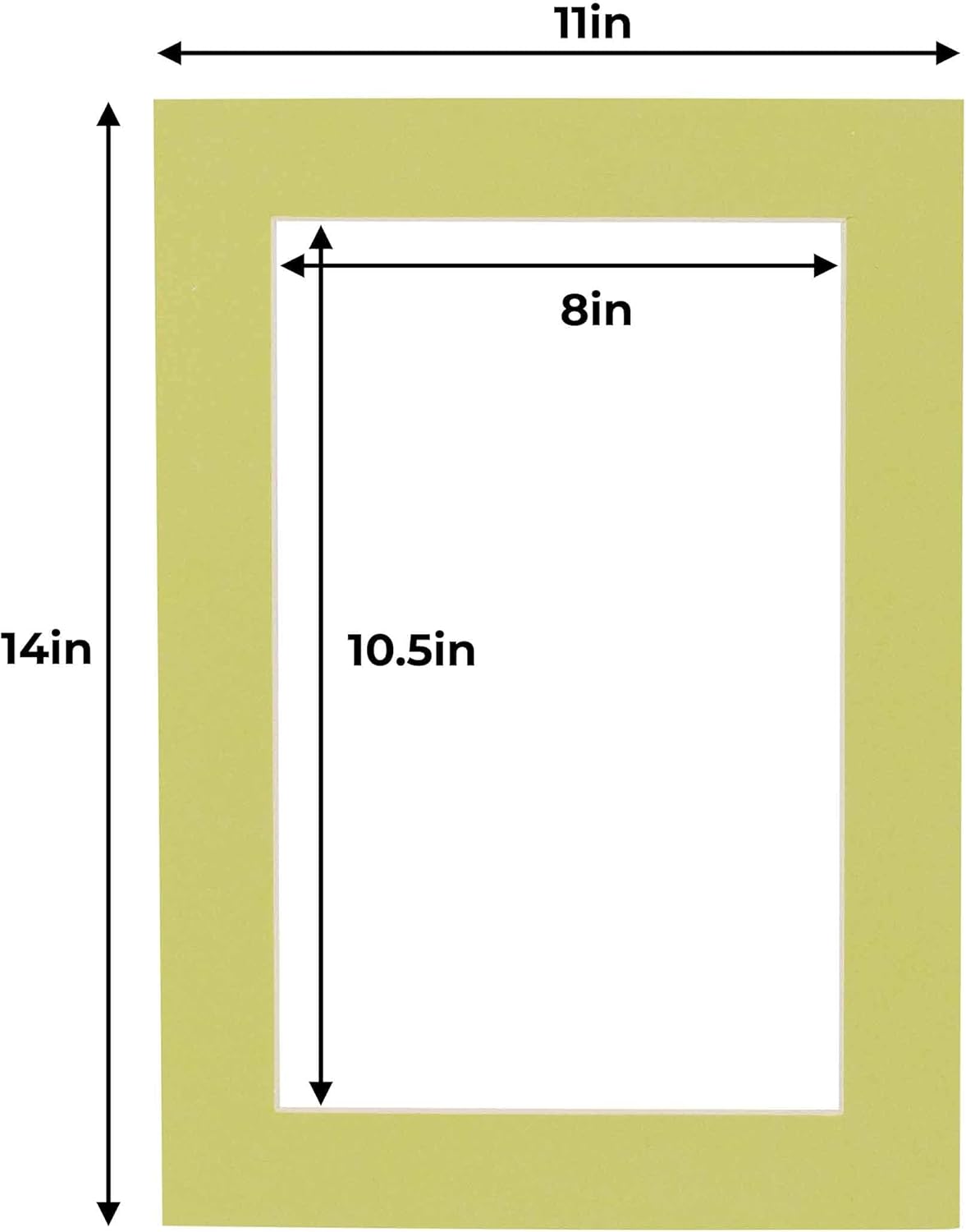 11x14 Mat for 8.5x11 Photo - Precut Pistachio Green Picture Matboard for Frames Measuring 11 x 14 Inches - Bevel Cut Matte to Display Art Measuring 8.5 x 11 Inches - Acid Free Pack of 25 MATS