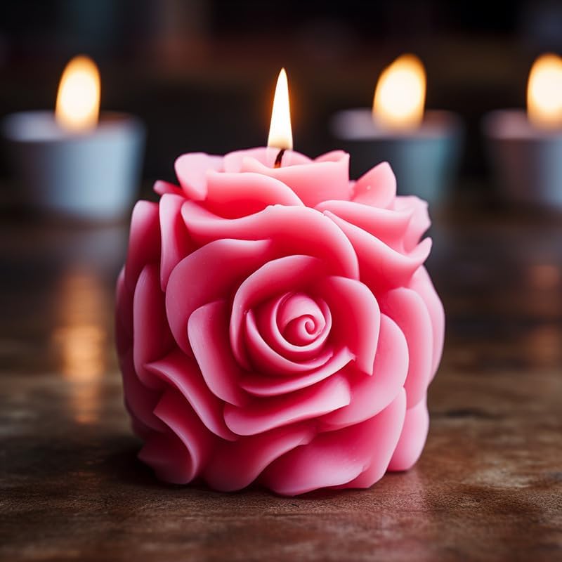 Rose Pillar Candle Silicone Mold Handmade Valentine's Day Mother's Day Flower Bouquet Soap Gypsum Resin Molds Wedding Decor Crafts Gifts (2)