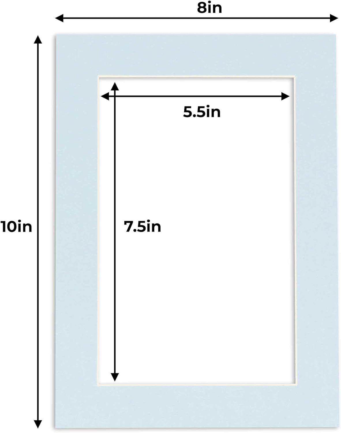 6x8 Mat for 8x10 Frame - Precut Mat Board Acid-Free Baby Blue 6x8 Photo Matte Made to Fit a 8x10 Picture Frame, Premium Matboard for Family Photos, Show Kits, Art, Picture Framing, Pack of 1 Mat