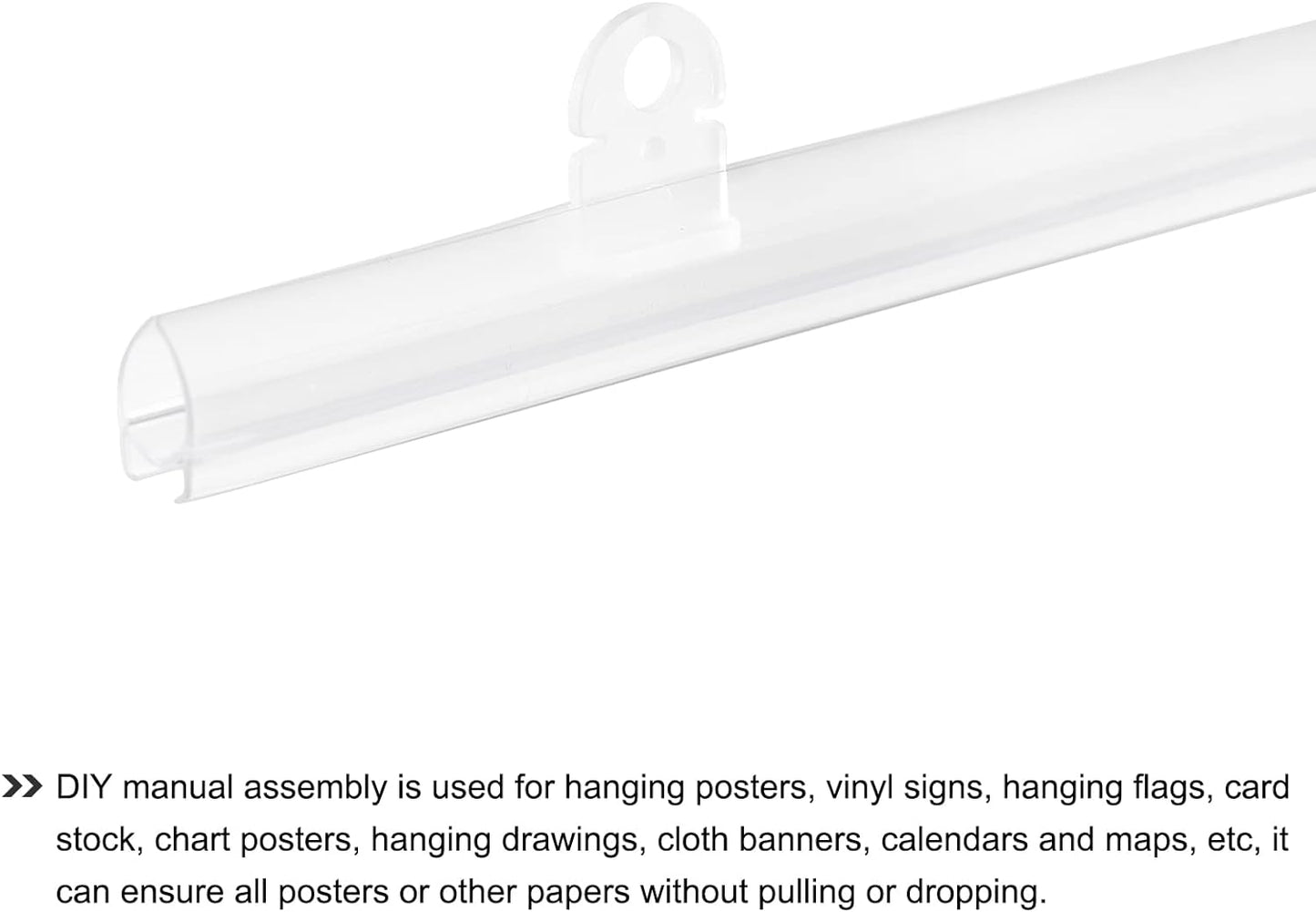 MECCANIXITY PVC Poster Hanger Rail Poster Strip Bar 110cm/43inch Clear with Clips for Poster, Map, 4 Set