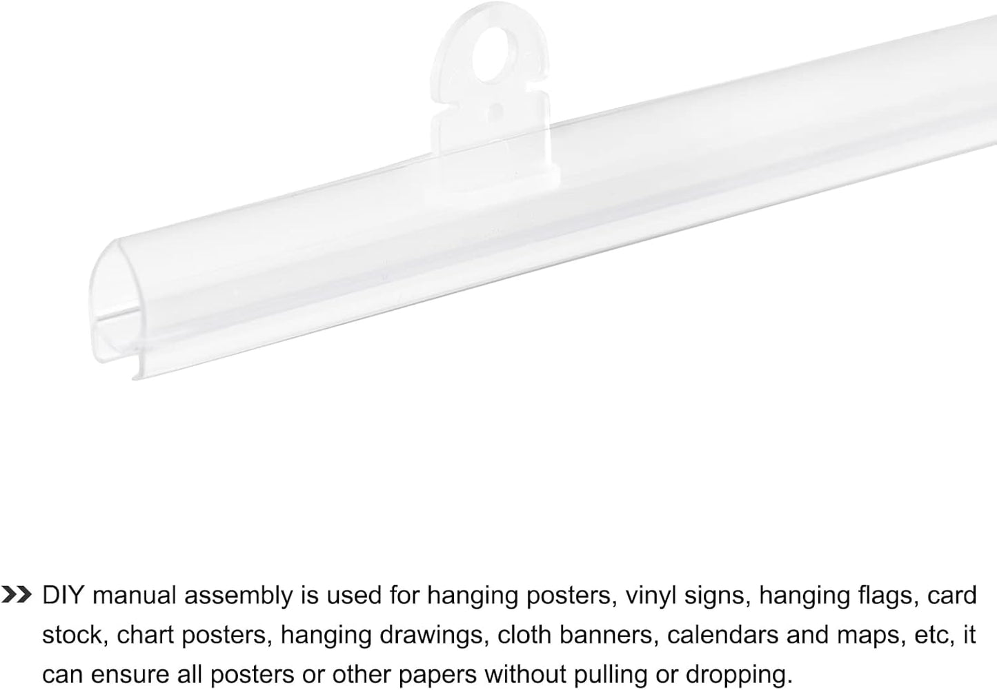 MECCANIXITY PVC Poster Hanger Rail Poster Strip Bar 50cm/20inch Clear with Clips for Poster, Map, 4 Set