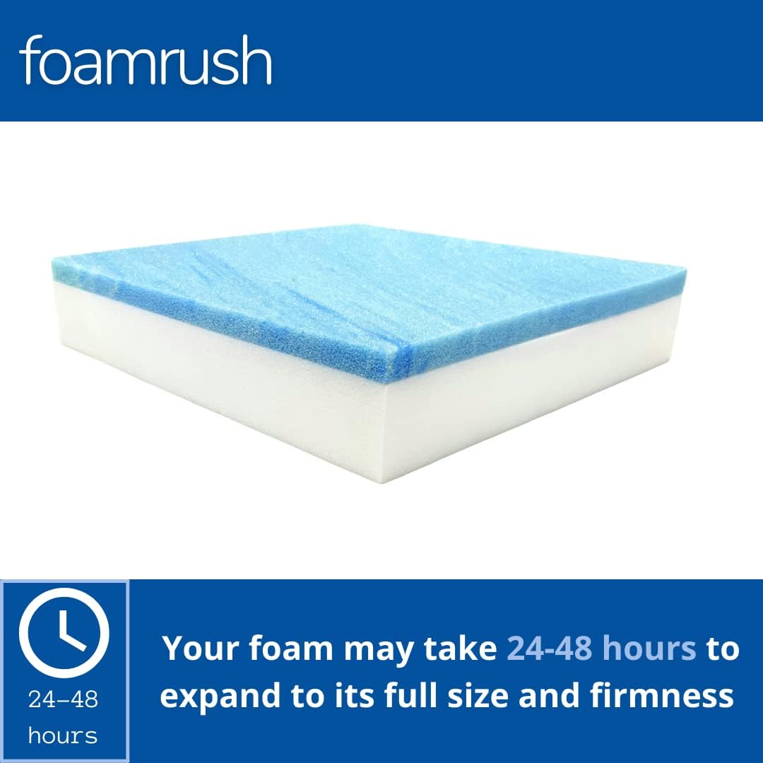 FoamRush 3" x 24" x 24" Gel Memory Foam Upholstery Square Cushion Medium Firm (Chair & Wheelchair Seat Cushion Replacement, Square Foam Dining Chairs, Couch, Sofa, Rubber Padding)