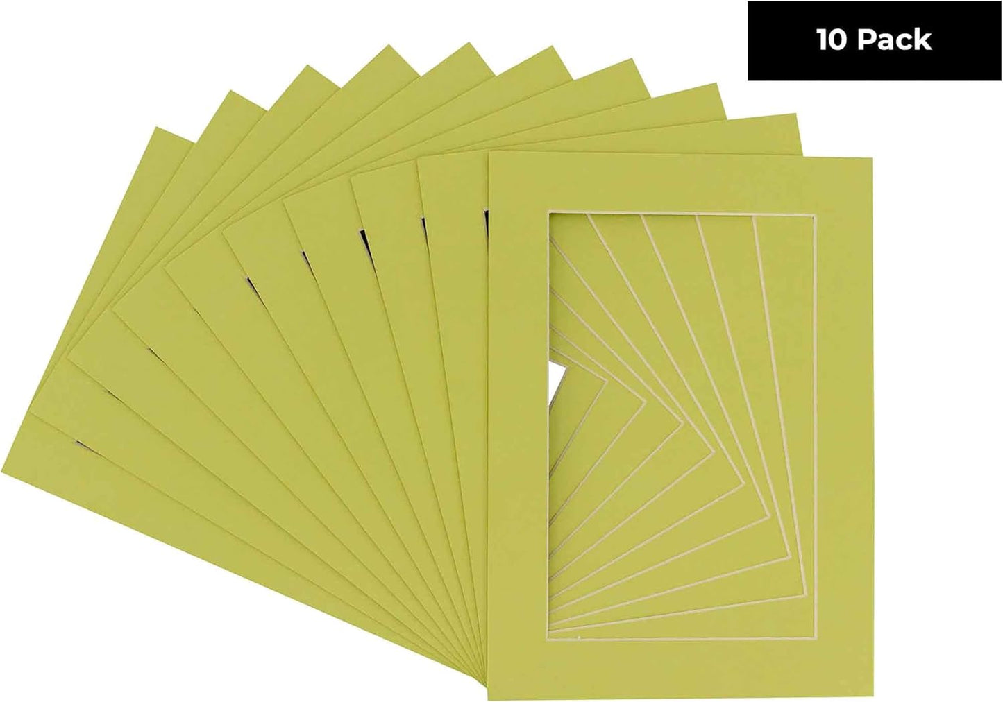 Pack of Ten Acid Free 8x10 Mats Bevel Cut for 5x8 Photos - Pistachio Green Precut Matboards With Backing Boards and Self Seal Photo Mat Bags For Pictures, Photos, Framing - 4-ply Thickness