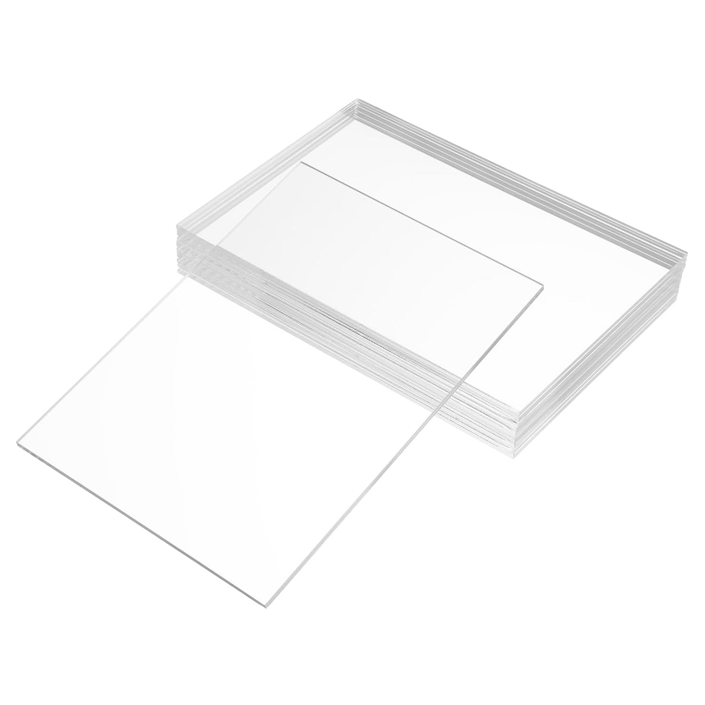 Pack of 10 Clear Acrylic Sheet 5" x 7" Cast Plexiglass Panel 1/8" Thick (3mm) Transparent Plastic Board for Sign, Craft, Display Projects, Laser Cutting, Engraving, Painting