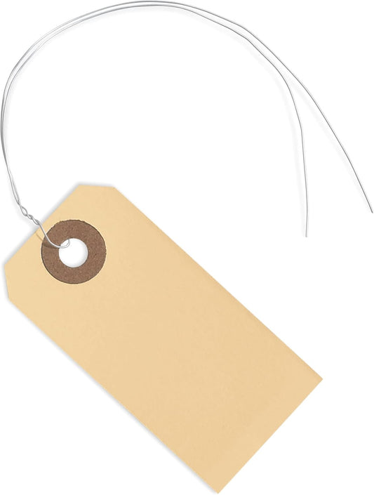 Shipping Tags with Wire Ties #1-2 3/4” x 1 3/8” - 250 Blank Manilla Tags with Wire Attached and Reinforced Hole, Wire Labels Write On