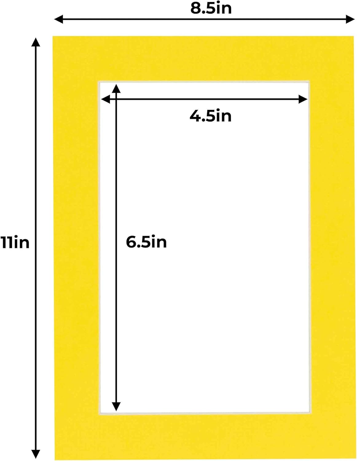 5x7 Mat for 8.5x11 Frame - Precut Mat Board Acid-Free Show Kit with Backing Board, and Clear Bags Yellow 5x7 Photo Matte Made to Fit a 8.5x11 Picture Frame Matboard for Framing, Pack of 100 Mats