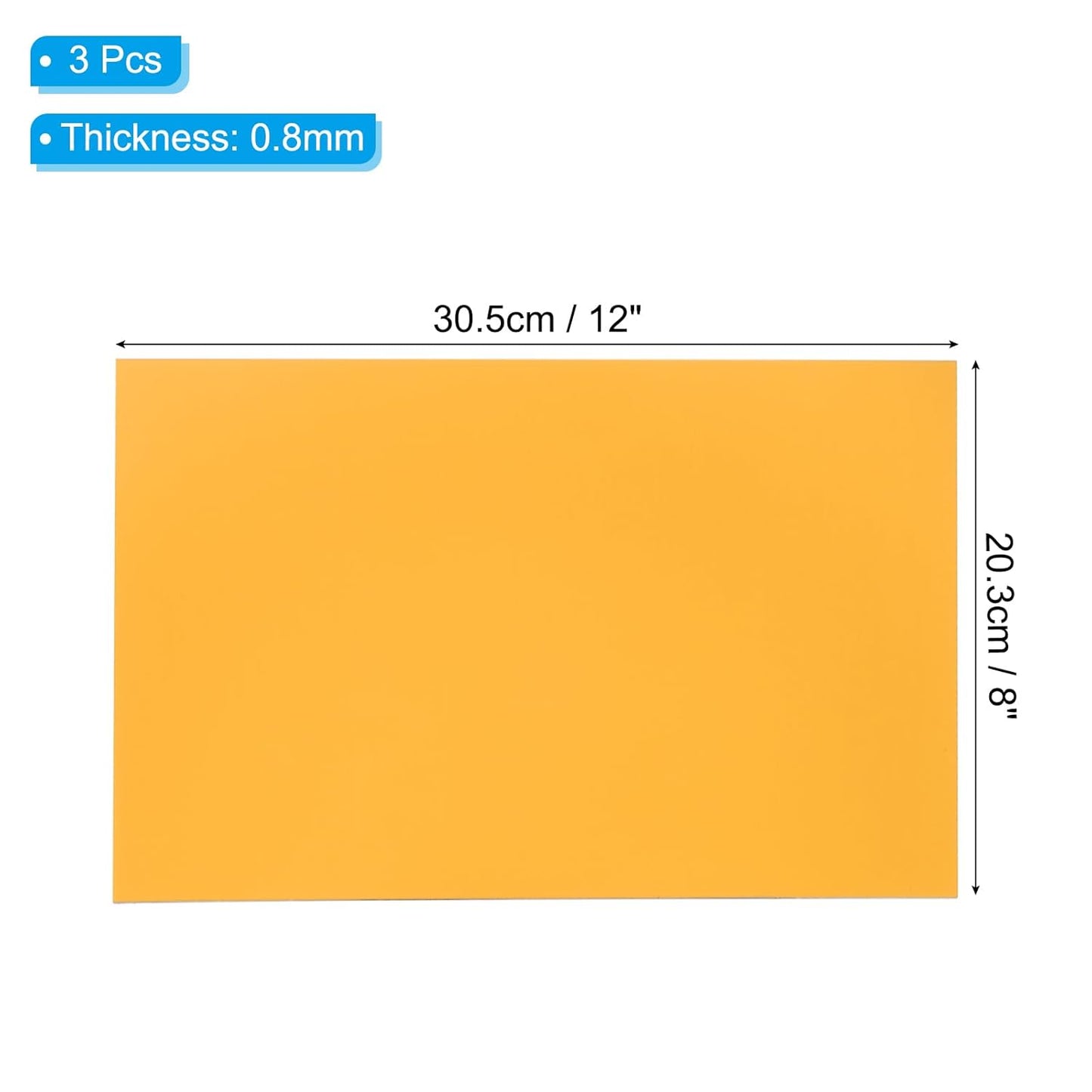 PATIKIL 8x12 Inch Anodized Aluminum Sheet Metal, 3Pcs Laser Plates Engraving Blanks 0.5MM Thin Rectangle for Crafting DIY House Laser Engraving, Yellow