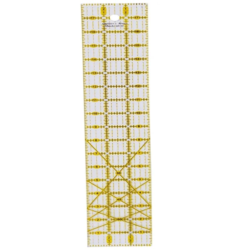 HONEYSEW Quilting Templates Acrylic Sewing Ruler with Non-Slip Rings for Quilting and Sewing Fabric Cutting Angles Rectangle Ruler (6PCS Set)