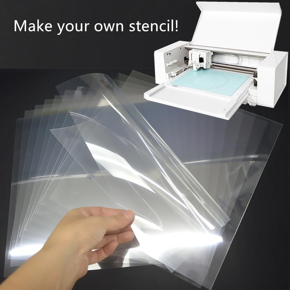 12-Pack 7.5mil 12×12" Blank Stencil Sheet for Laser Cutting, Transparent PET Stencil Tools and Machines Template Material