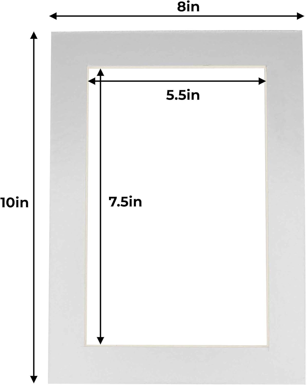 8x10 Mat for 6x8 Photo - Precut Metallic Silver Picture Matboard for Frames 8 x 10 Inches - Bevel Cut Matte to Display Art 6 x 8 Inches - Acid Free Pack of 100 MATS with Backing Boards & Clear Bags