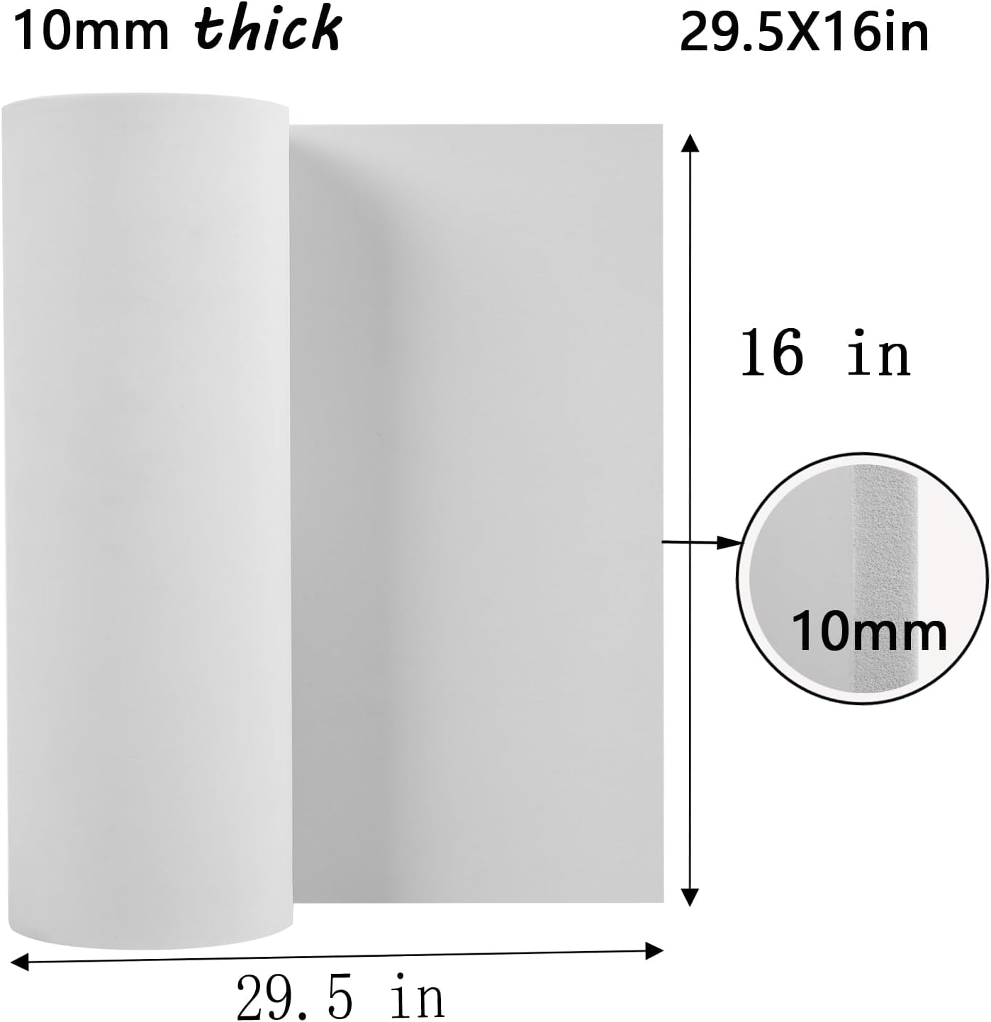AMZQNART EVA Foam 10mm, Cosplay Foam 16x29.5 inch White, High Density 90 kg/m³, for Craft Projects Cosplay Costumes, Fake Weapons, Decorations, Christmas, Easter, Thanksgiving, etc.