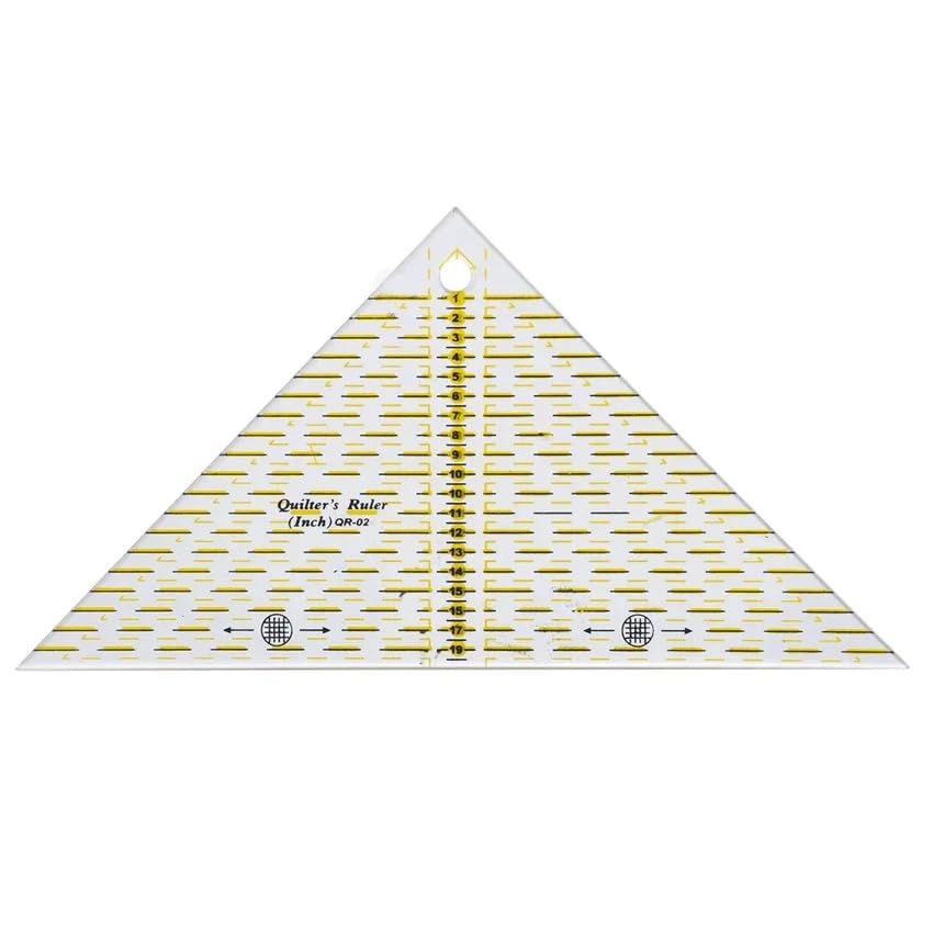 HONEYSEW Quilting Templates Acrylic Sewing Ruler with Non-Slip Rings for Quilting and Sewing Fabric Cutting Angles Rectangle Ruler (Triangle)