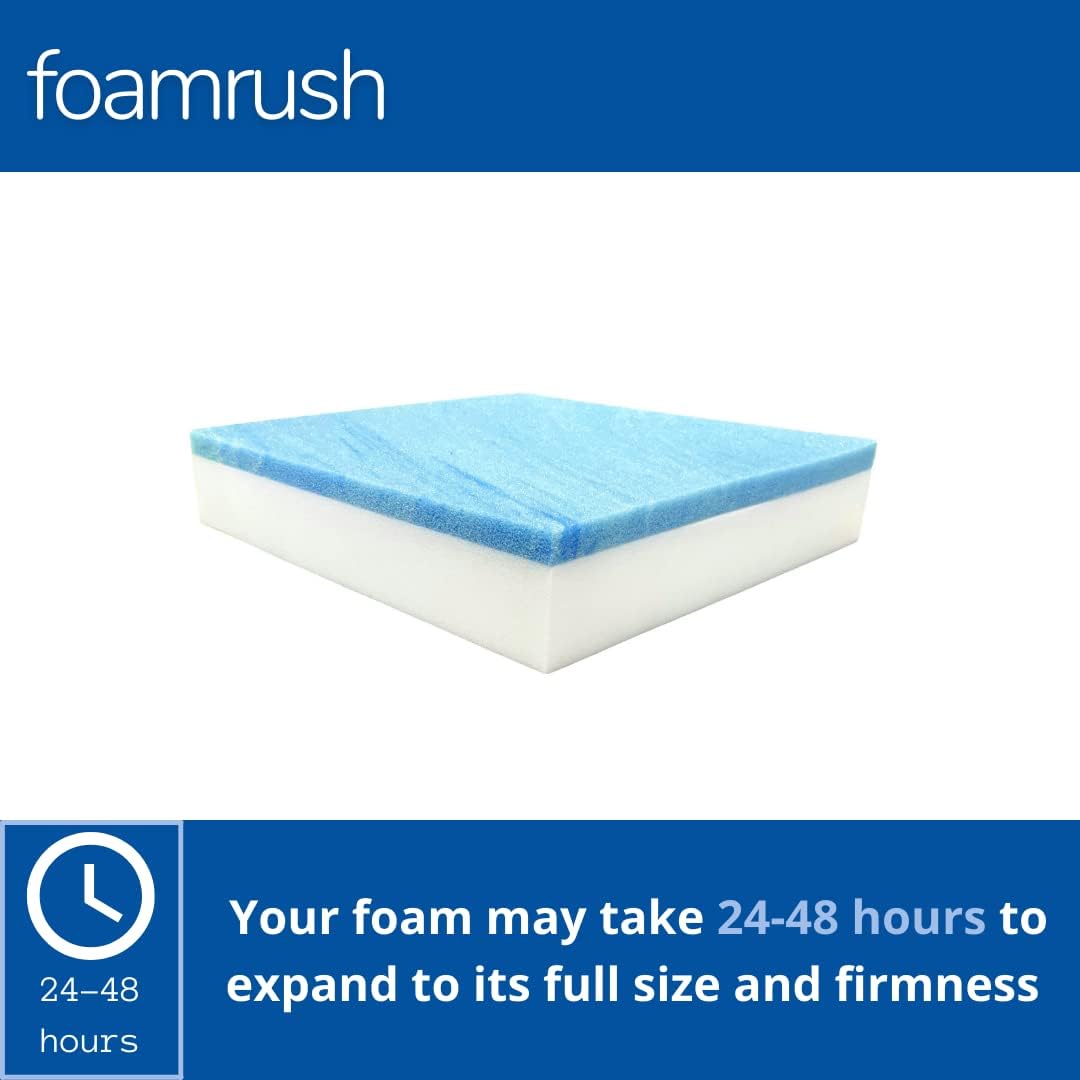 FoamRush 11" x 24" x 24" Gel Memory Foam Bench Cushion Replacement Medium Firm (Upholstery Foam, Seat Replacement, Upholstery Sheet, Foam Rubber Padding, Couch, Sofa Cushion, Mattress) Made in USA