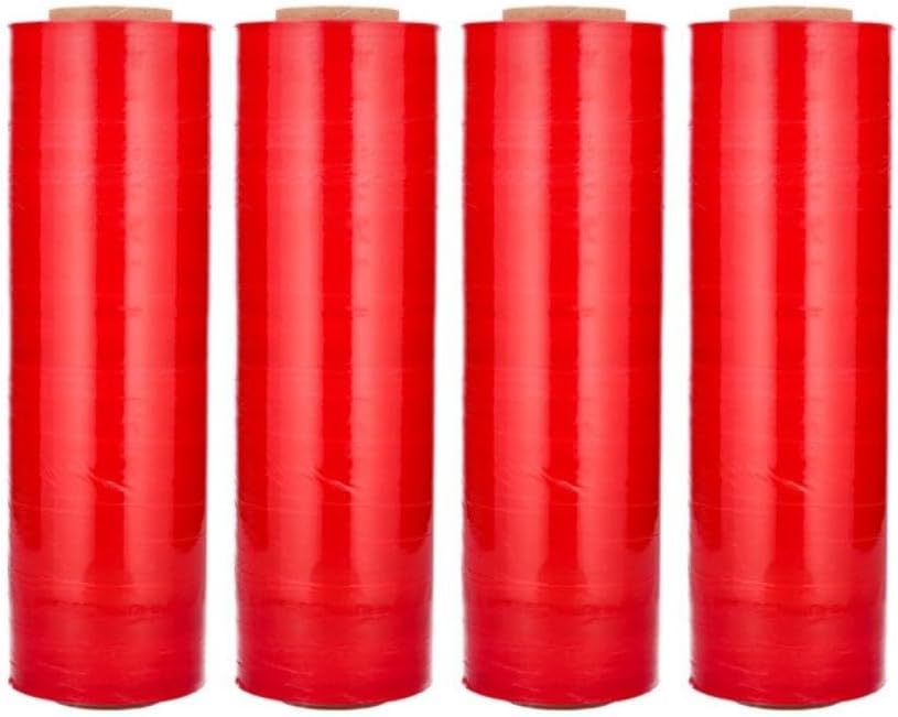 PSBM Red Stretch Wrap, 15 Inch x 1476 Feet, 72 Pack, Tinted Pre-Stretched Shrink Wrap Film for Moving, Packaging, Pallet Wrapping