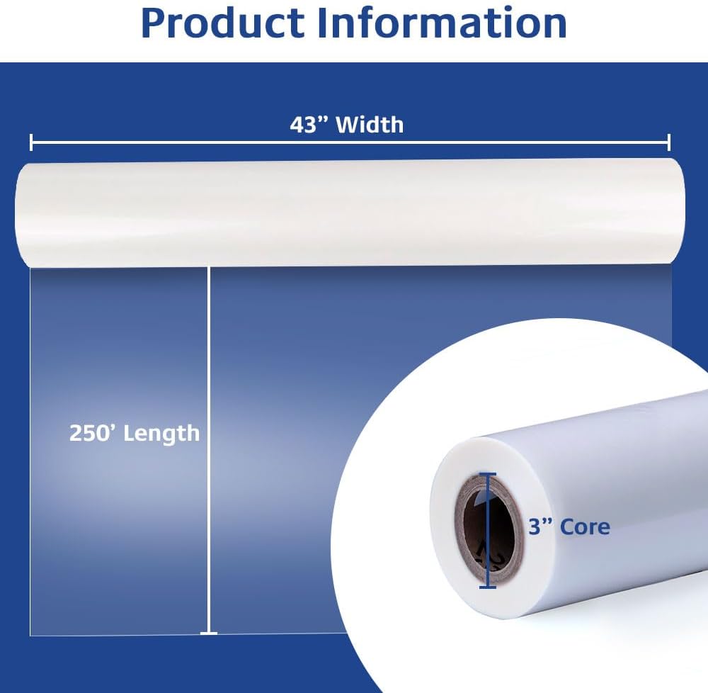 TRULAM - PRO Grade Roll Laminating Film - 3 Mil - 43 inch x 250 feet with 3 inch Core - Clear Gloss Finish (P30G433)