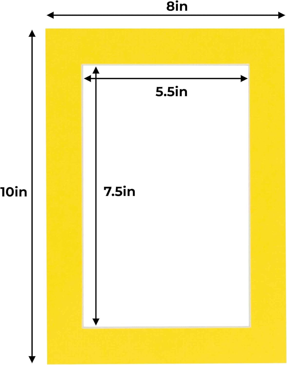 6x8 Mat for 8x10 Frame - Precut Mat Board Acid-Free Show Kit with Backing Board, and Clear Bags Yellow 6x8 Photo Matte Made to Fit a 8x10 Picture Frame Matboard for Framing, Pack of 10 Mats