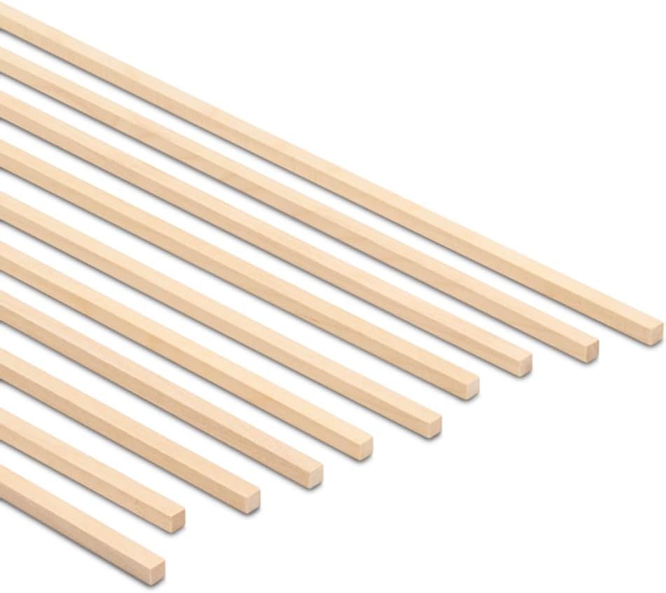 Wood Square Dowel Rods 3/16-inch x 12 Pack of 100 Wooden Craft Sticks for Crafts and Woodworking by Woodpeckers