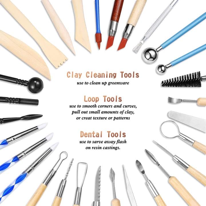 LAMPTOP 61Pcs Pottery Ceramic Tools & Polymer Clay Sculpting Tools Set for Pottery Modeling Clay Tools and Carving, Air Dry Clay Tools