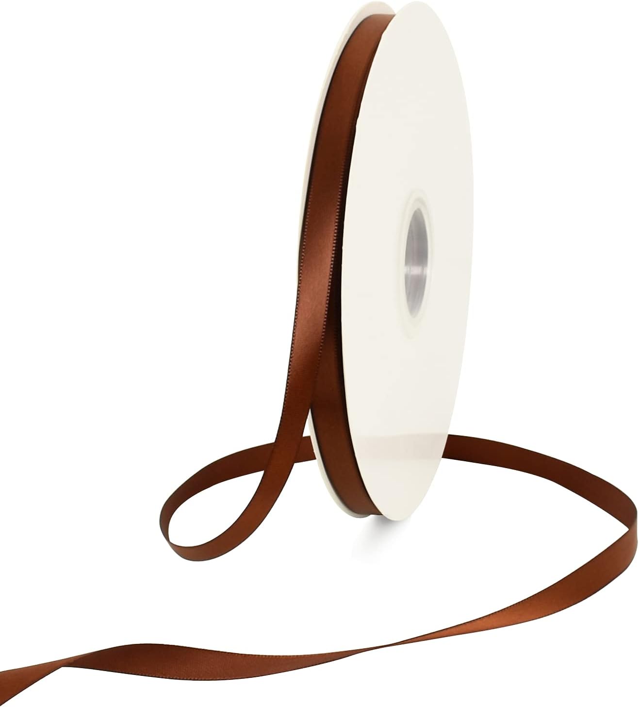 TONIFUL 3/8 Inch x 100yds Coffee Brown Color Satin Ribbon Thin Solid Fabric Ribbons Roll for Gift Wrapping Invitation Floral Hair Balloons Craft Party Wedding Decoration Valentine's Day Bouquet