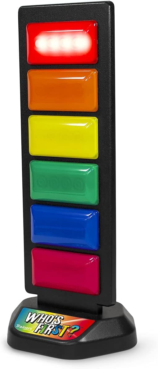Trainers Warehouse Who's First? v3 Wireless Game 6 Buzzer System | Foster Gameshow Excitement in The Classroom - Includes Light Tower & USB Port & Randomizer | Make Trivia and quizzes Fun!